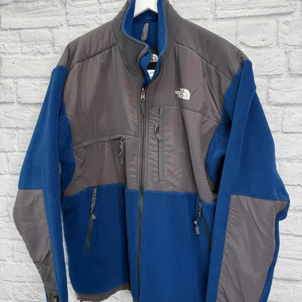 The North Face Denali Jacket Mens XL Royal Blue Gray Full Zip